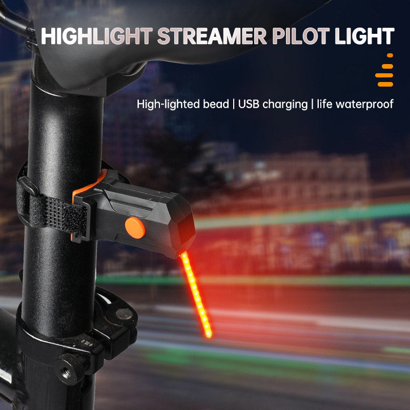LED Bike Tail Light 6 Colors USB Charging Mountain Road Bike Light Portable Riding Equipment Running Water Light
