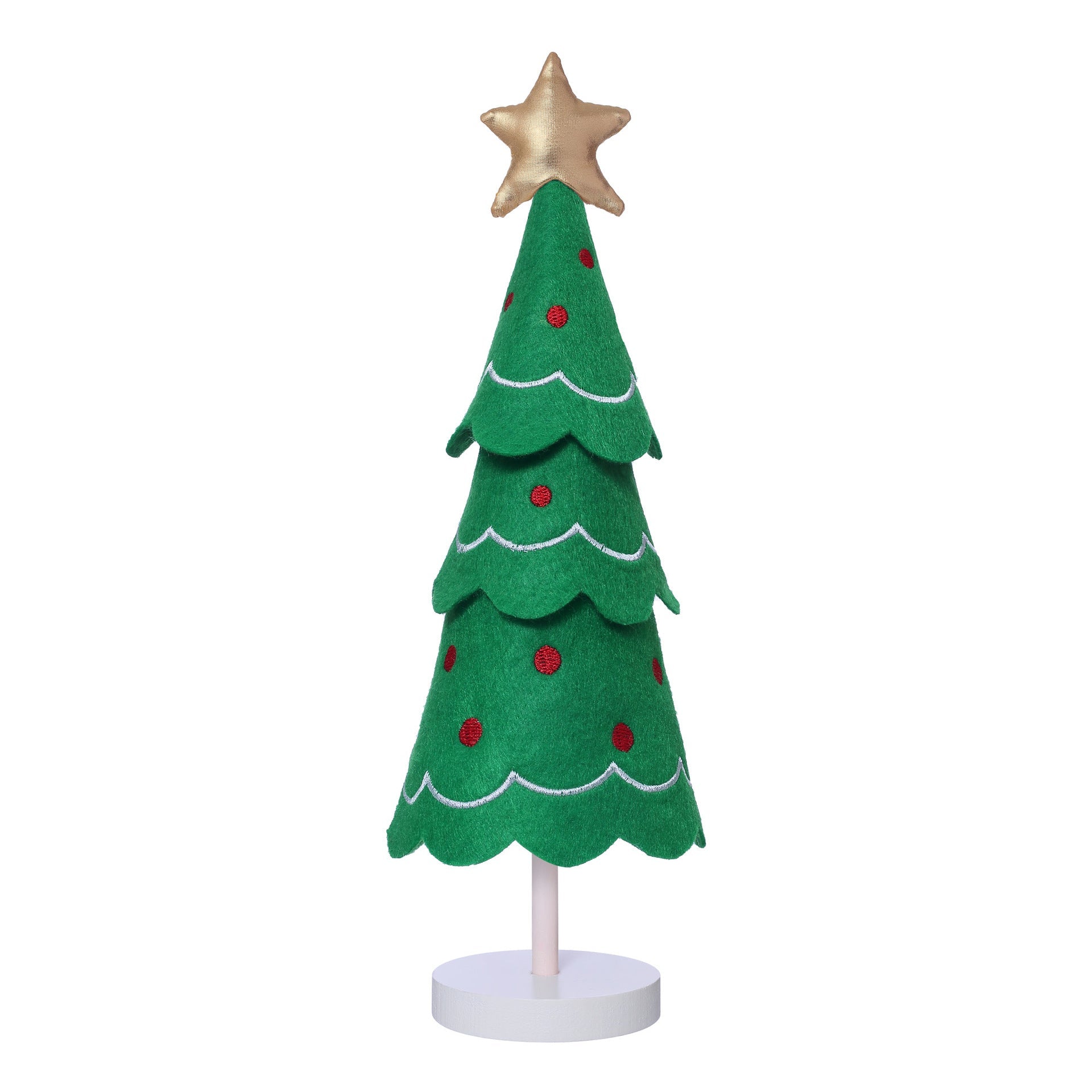 Cute Christmas Tree Fabric Wooden Display Window Desktop Christmas Embroidery Snowflake Decoration