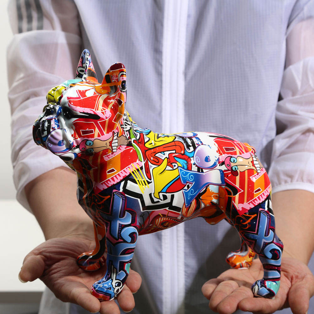 Colorful Bulldog Resin Crafts Decoration Living Room Office Entrance Desktop Home Soft Decoration