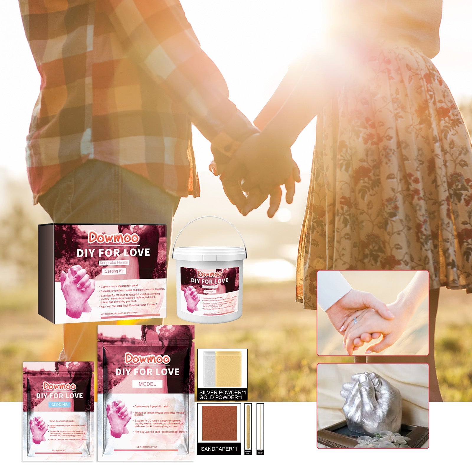 Couple Hand Model Clone Powder, Valentine's Day Diy Gift 3d Hand Model Crafts Creative Home Decoration