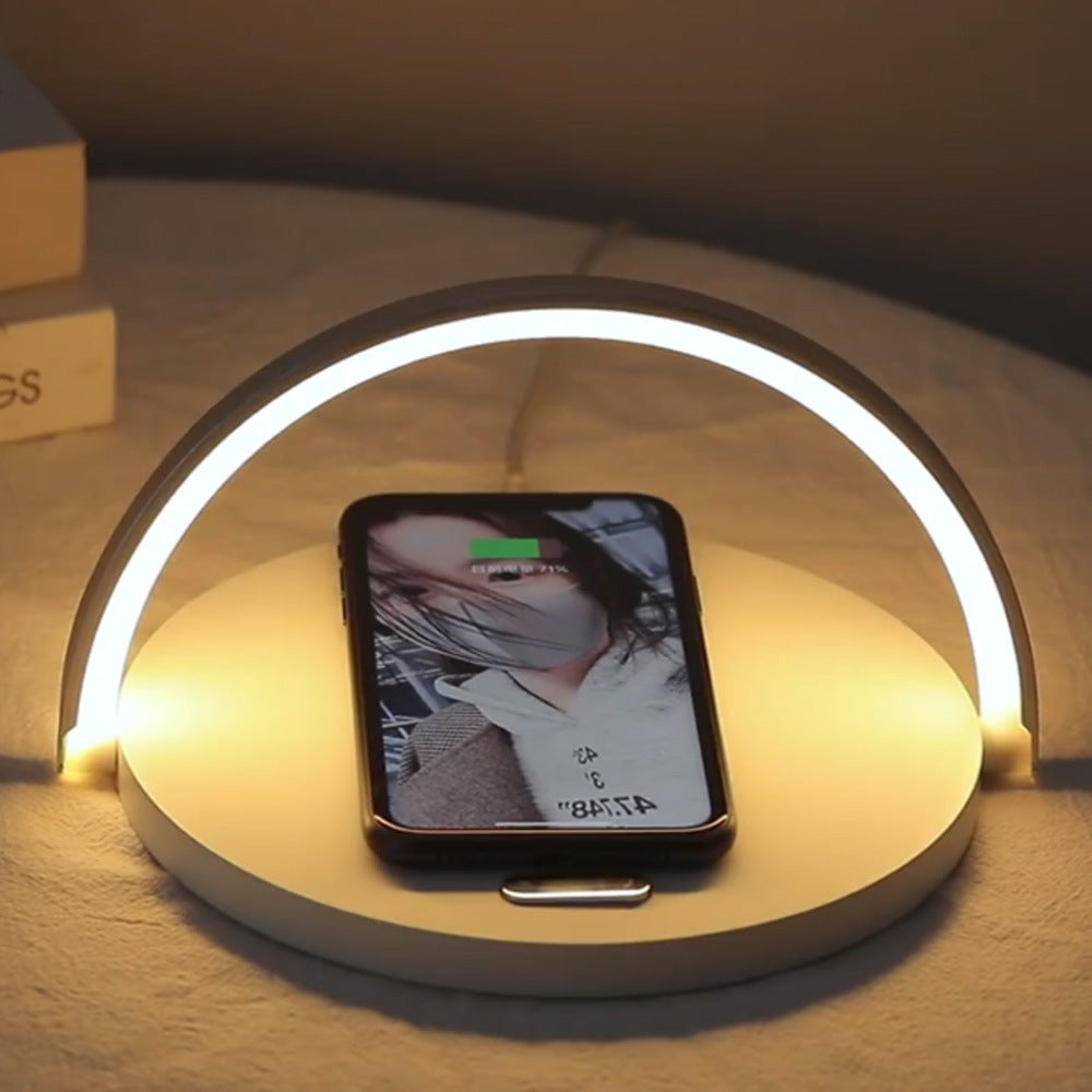 Rainbow Light Wireless Charging Home Desktop Circular 15W Fast Charging Night Light Phone Stand 3-in-1