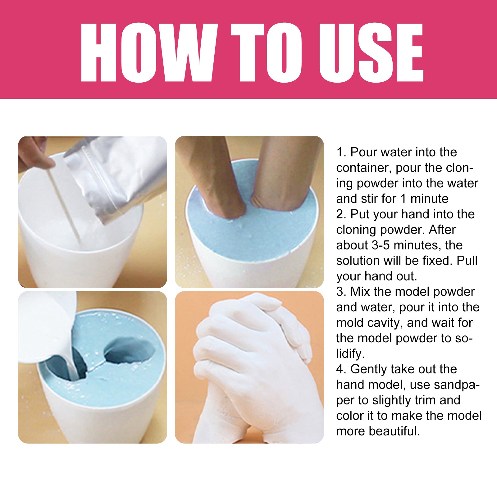 Hand Casting Kit, Three-Dimensional Hand Model Plaster Clone Model Homemade Commemorative Gift Crafts