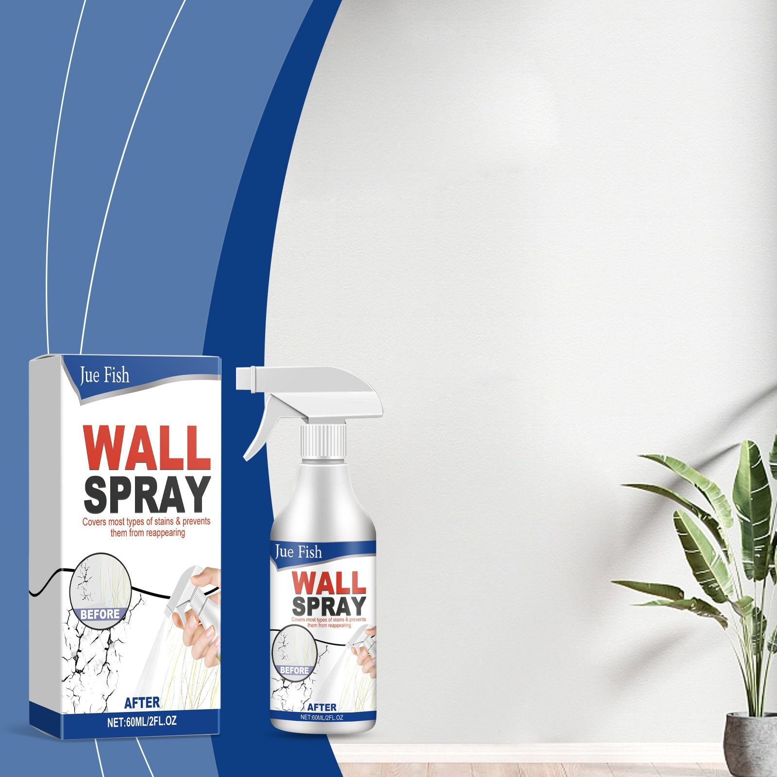 Wall Direct Paint, Repair Home Interior Renovation Direct Paint Cover Moisture-Proof Peeling Mold Spray