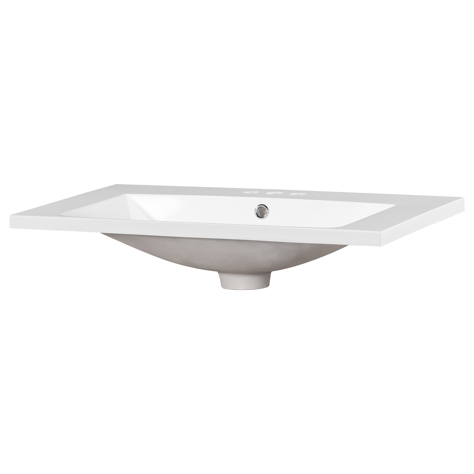 30" Single Bathroom Basin Sink, Vanity Top Only, 3-Faucet Holes, Resin