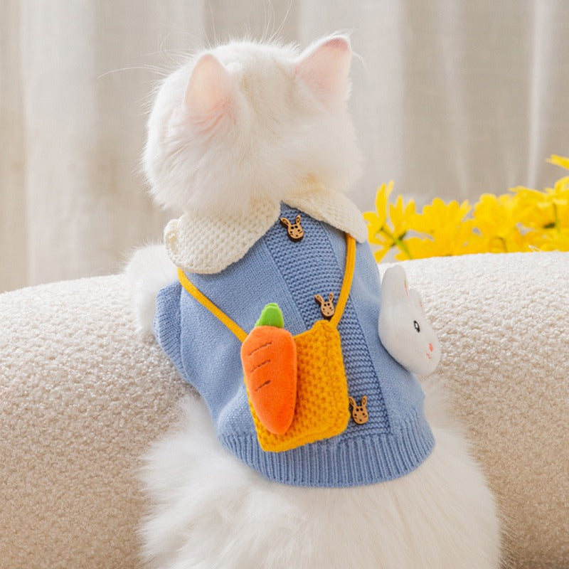 New Cute Cat Clothes Hair proof Autumn Puppet Kitten English Short Blue Cat Pet Autumn Winter Cat Sweater