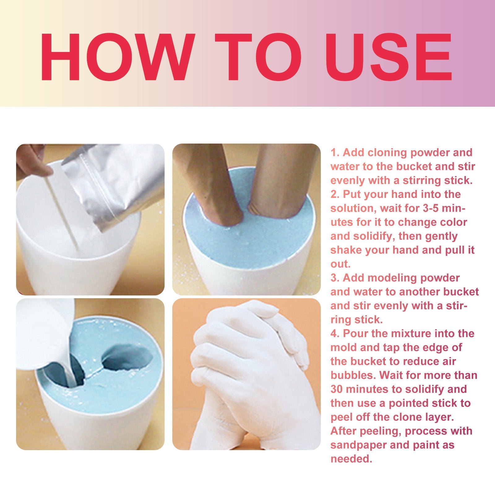 Couple Hand Model Clone Powder, Valentine's Day Diy Gift 3d Hand Model Crafts Creative Home Decoration