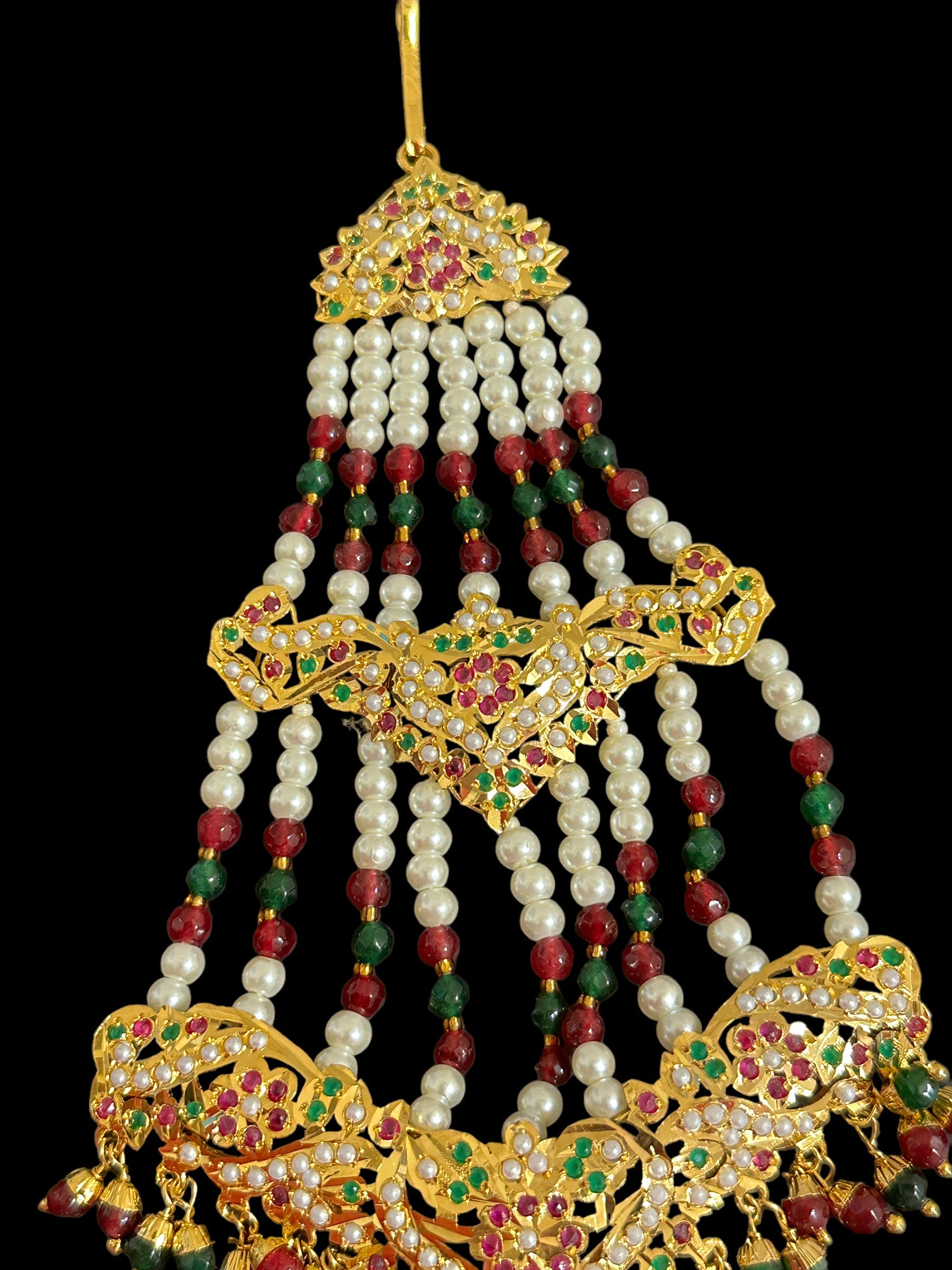 DJHR104 ASMITA jhoomar in ruby emerald    ( READY TO SHIP)