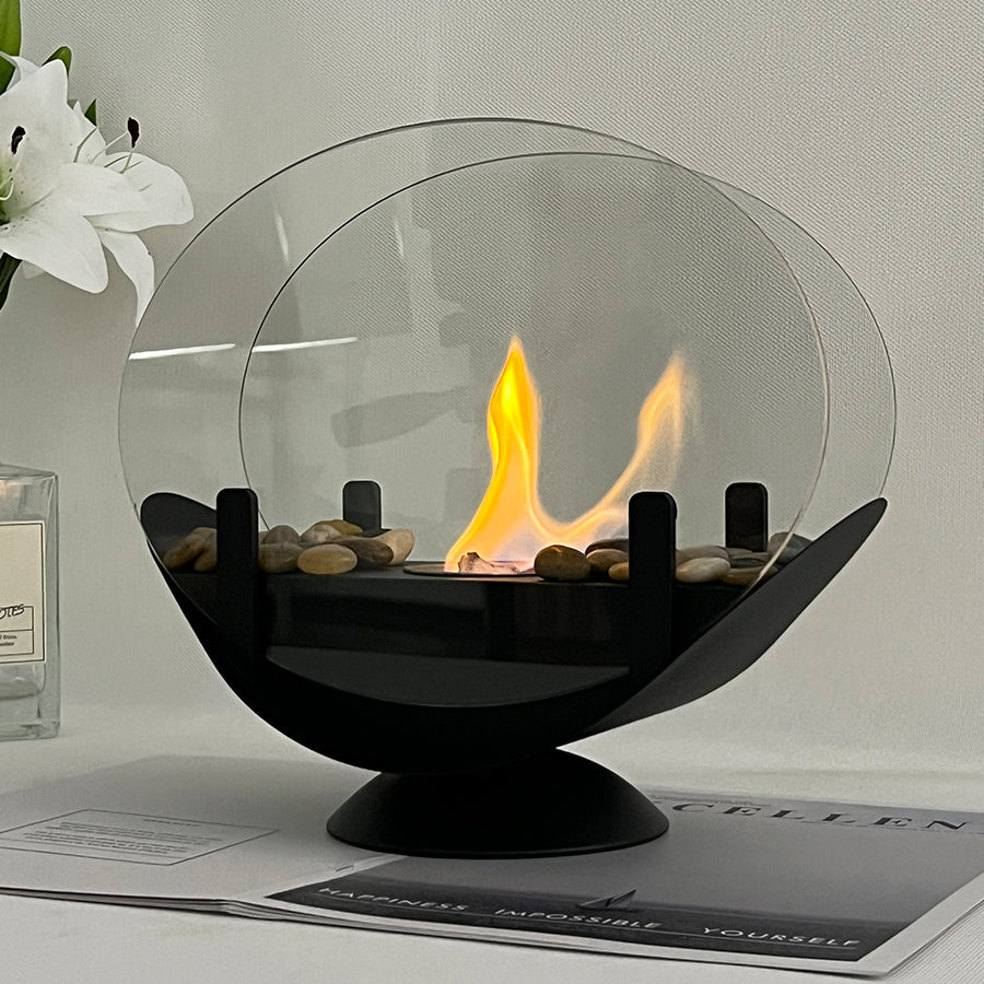 Small outdoor alcohol fireplace lamp indoor real fire heating atmosphere desktop rotating flame circular fireplace