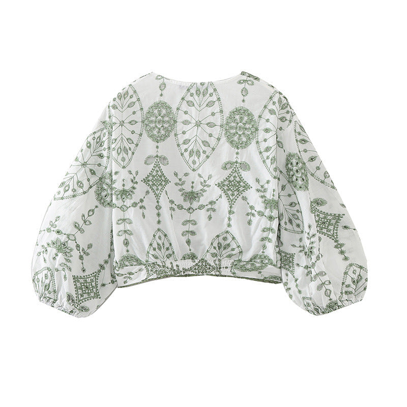 Fashionable Casual Loose Embroidered Short Top and Shorts for Women