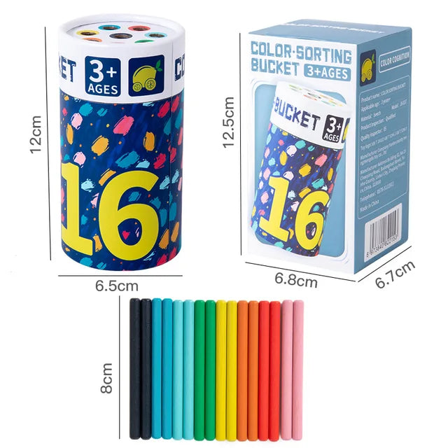Children's puzzle color classification cup 1-3 year old baby color cognition Montessori classification bucket toy
