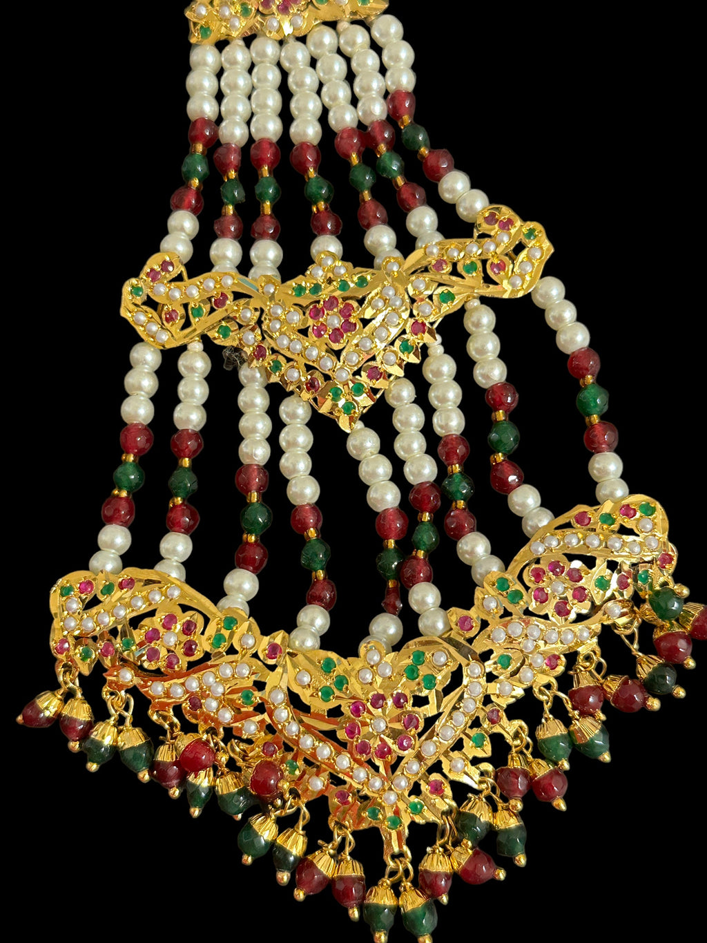 DJHR104 ASMITA jhoomar in ruby emerald    ( READY TO SHIP)