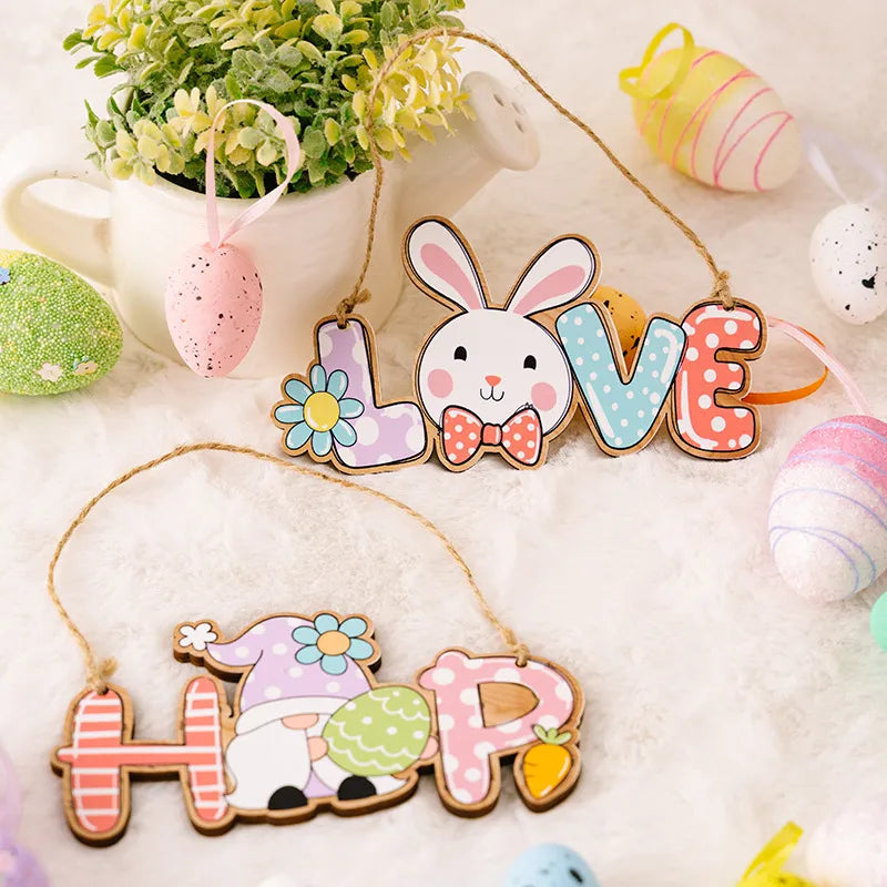 Easter Decoration Supplies Easter Letter Pendant Colorful Rabbit Pendant Colorful Letter Pendant