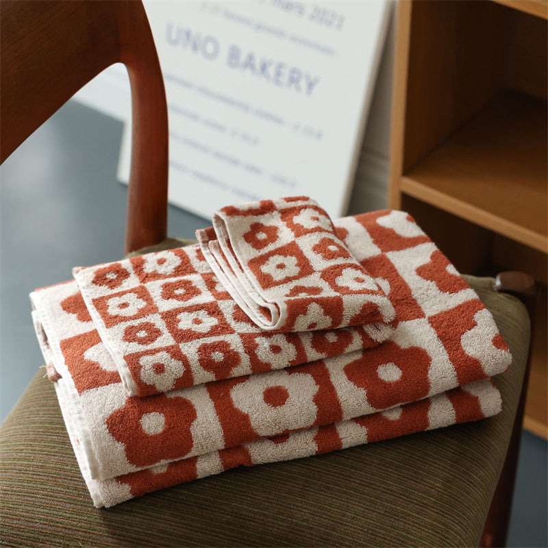 Plaid Series Towel Bath Towel Cherry Blossom Absorbent Facial Towel