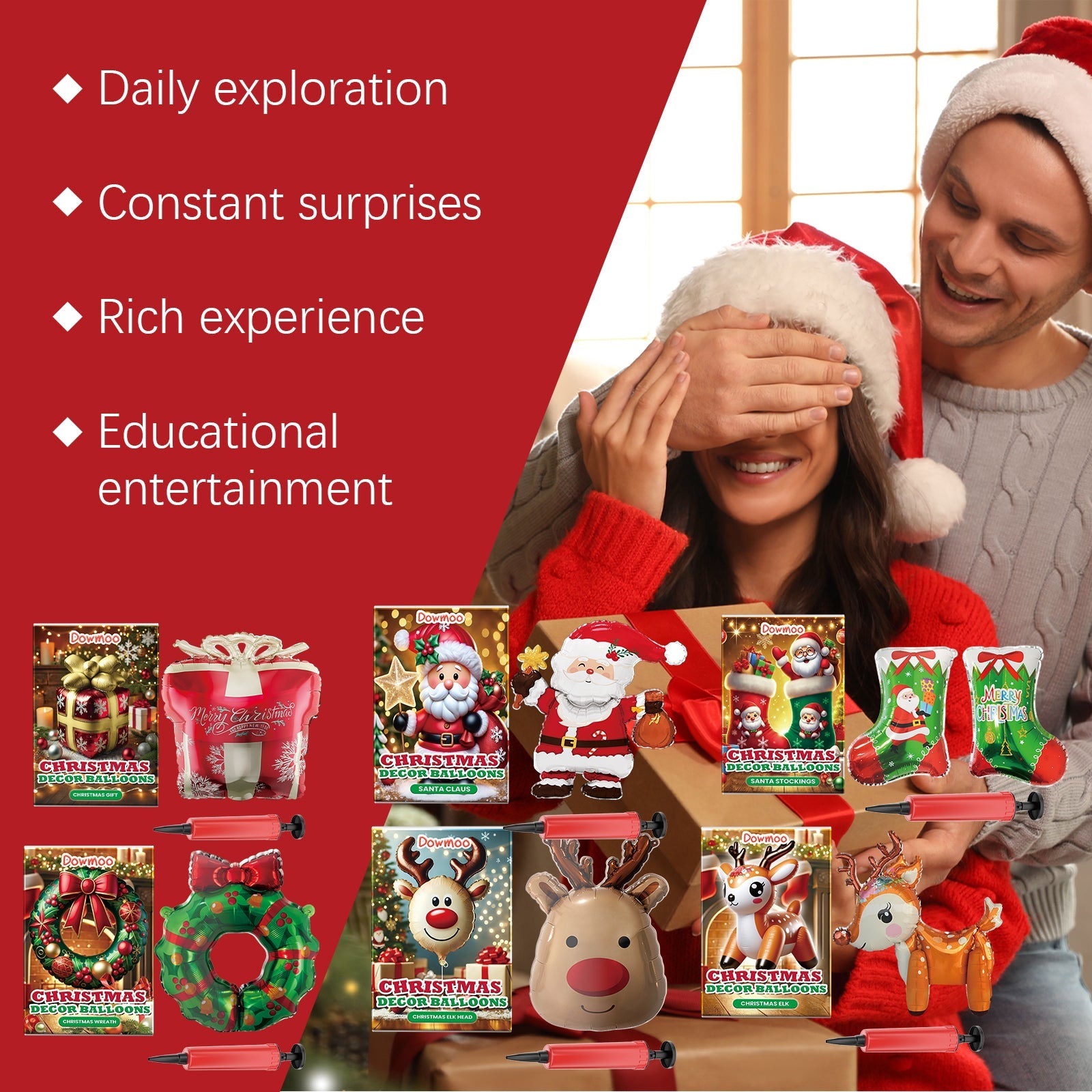 Christmas Balloons Balloon Standing Santa Claus Reindeer Christmas Tree Event Atmosphere Arrangement