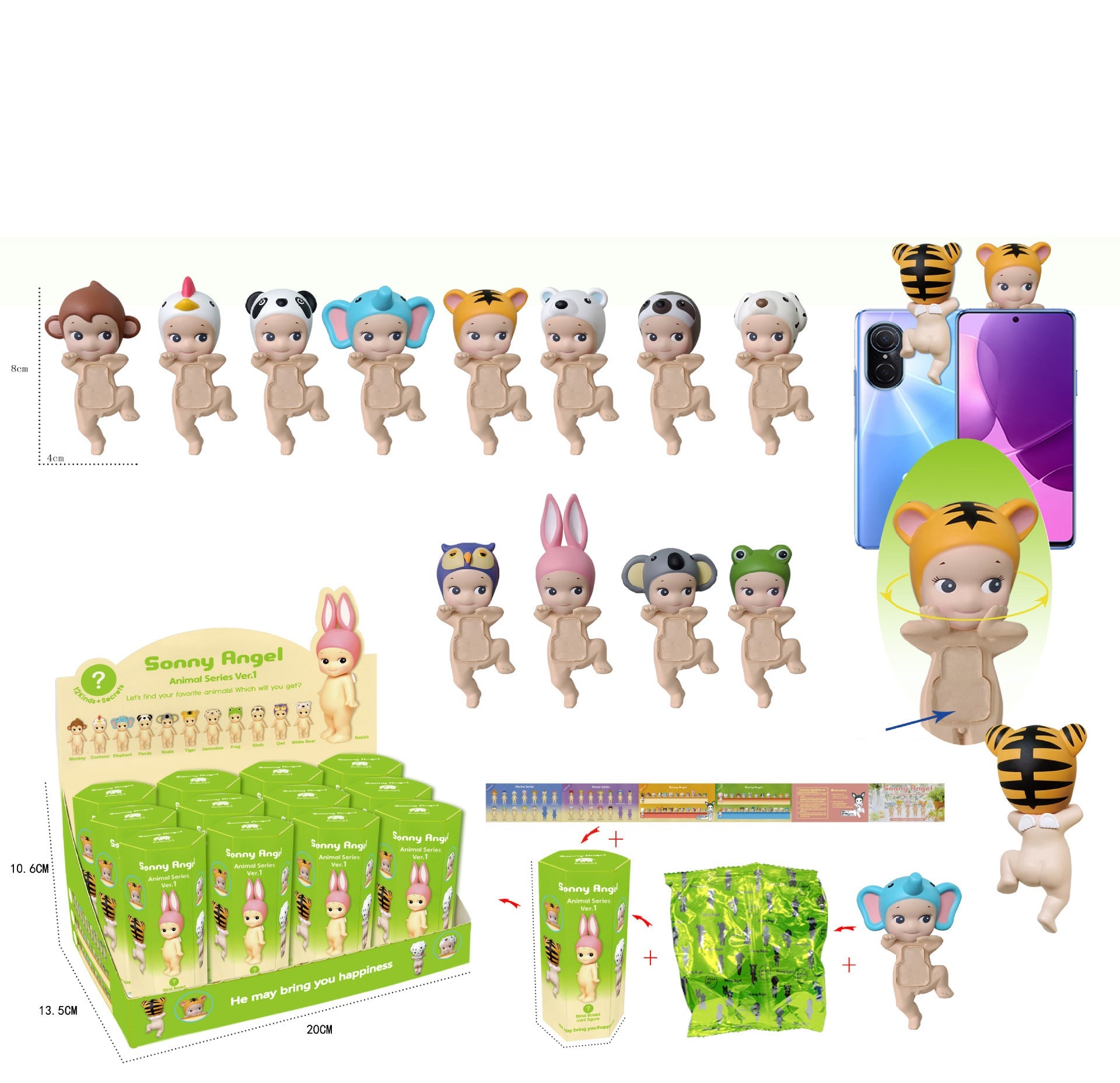 Party Angel Cheek Blind Box Car Ornament Mobile phone Decoration Handmade Anime Doll Finished End Box