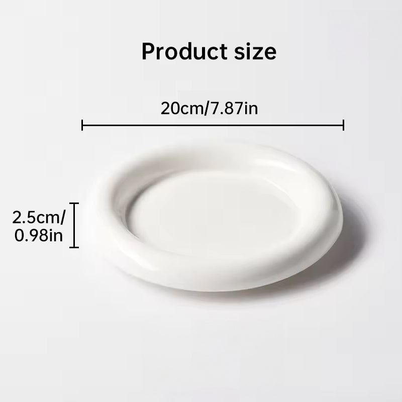 Ins - style Round Ceramic Food Plates. Thick - edged, creative Nordic tableware. Ideal for dessert, steak, pasta.