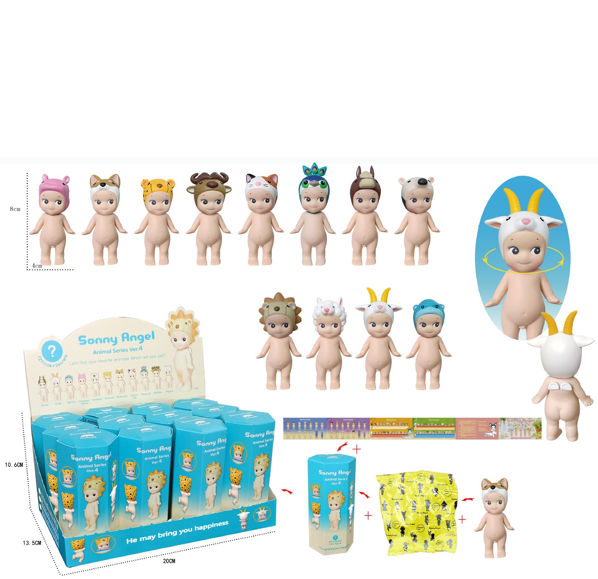 Party Angel Cheek Blind Box Car Ornament Mobile phone Decoration Handmade Anime Doll Finished End Box