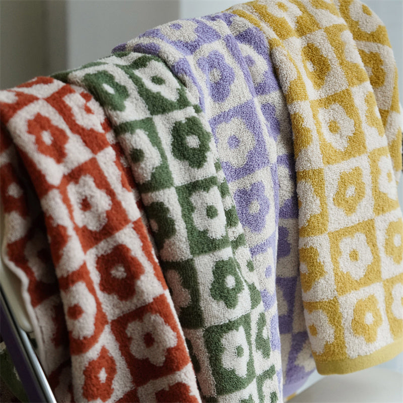Plaid Series Towel Bath Towel Cherry Blossom Absorbent Facial Towel