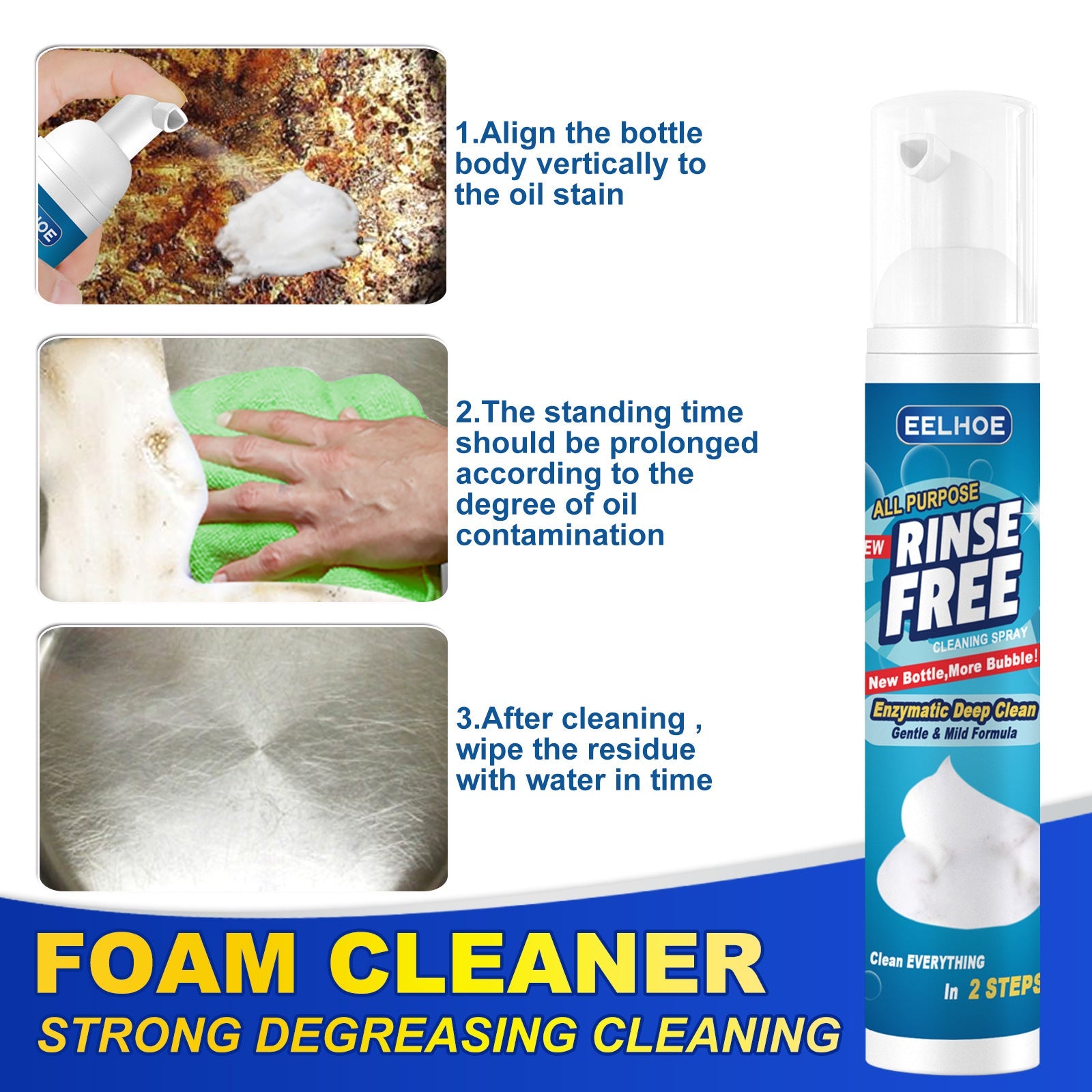 Heavy Grease Kitchen Foam Cleaner, Multi-Purpose Stove Hood To Remove Rust Stains Kitchen Utensils Oil Stains