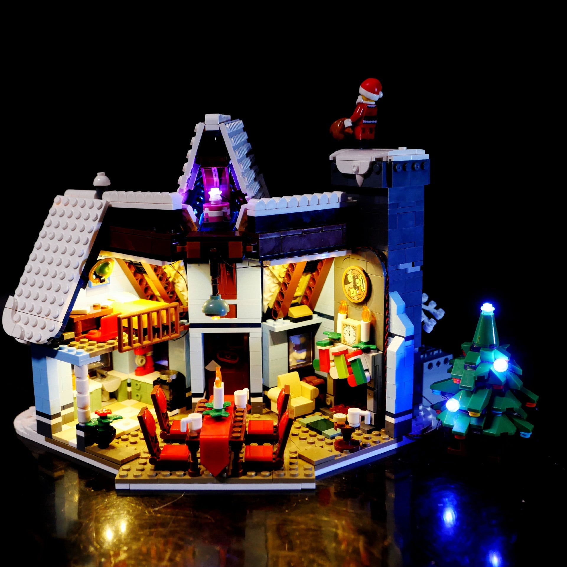 DIY building block lighting compatible with LEGO 10293 Santa Claus driving LED remote control lights