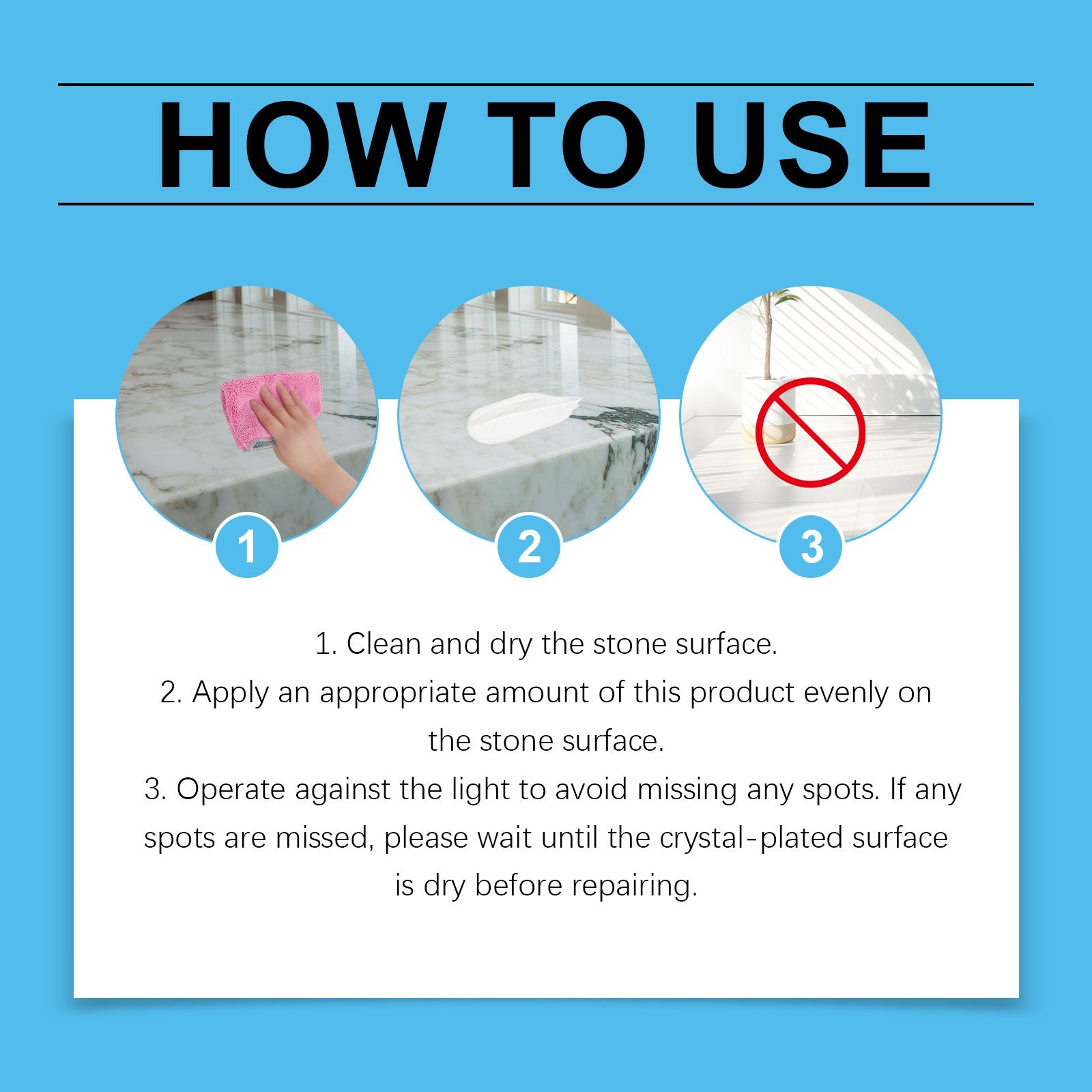 Stone Crystal Plating Agent, Kitchen Quartz Tile Countertop Scratch Repair Cleaning Stain Brightener