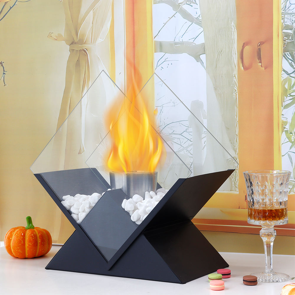 Desktop alcohol fireplace diamond shaped brazier indoor and outdoor portable stove true fire burning