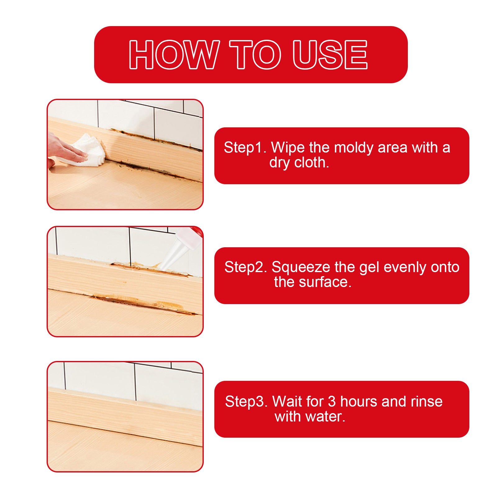 Mildew Removal Gel Cleaner For Kitchen Refrigerator Bathroom Wall Tile Mildew Stains