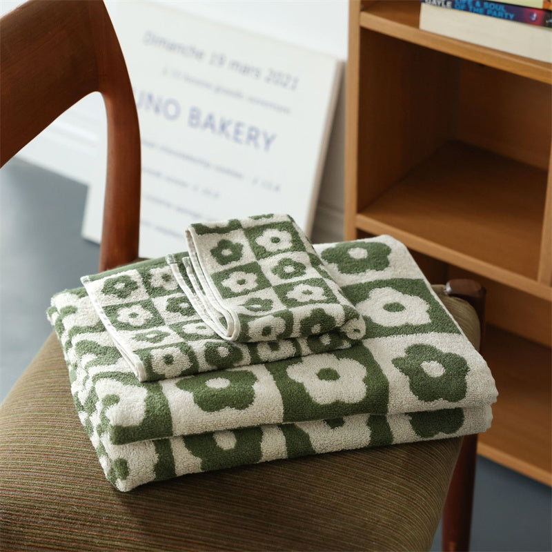 Plaid Series Towel Bath Towel Cherry Blossom Absorbent Facial Towel