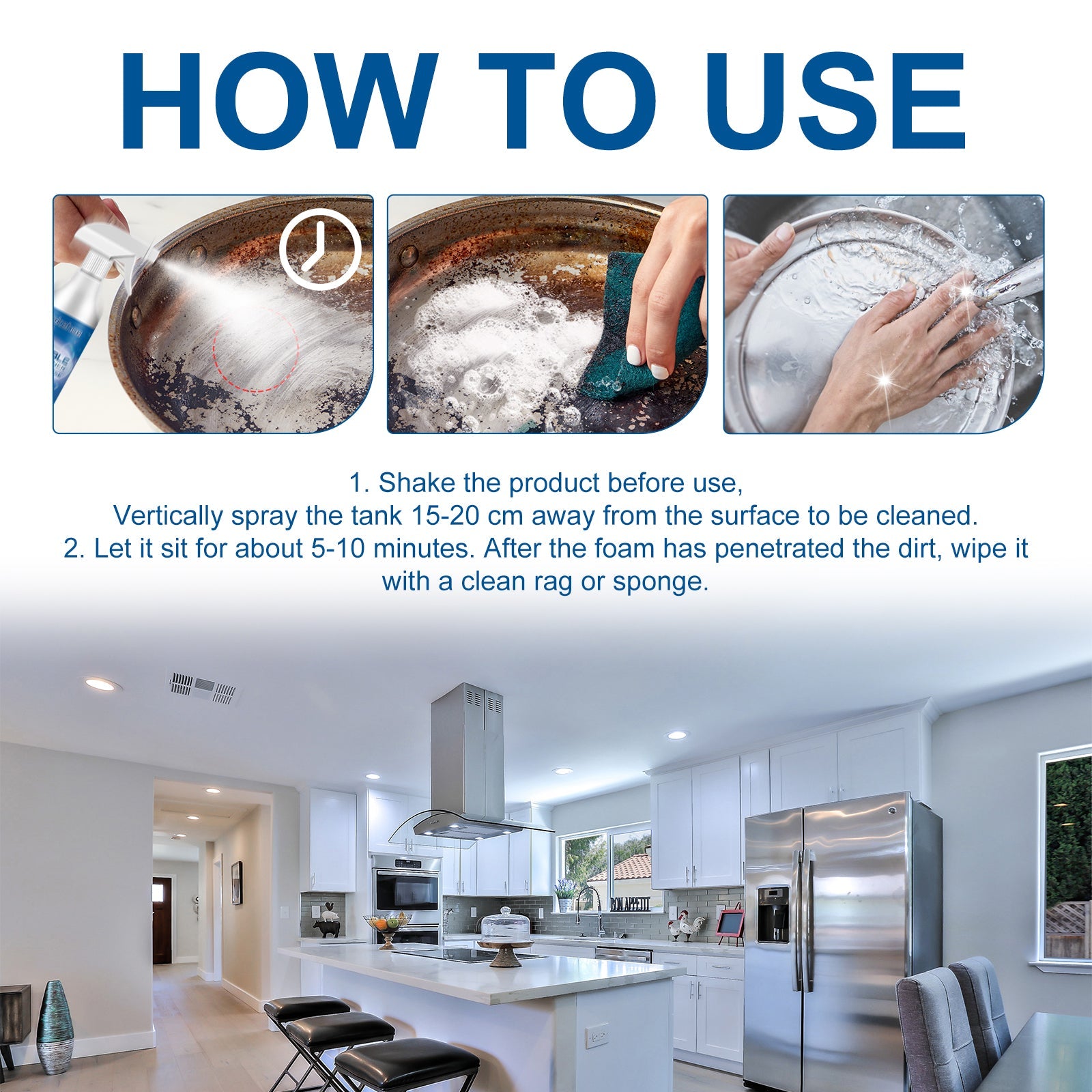 Multi-Purpose Household Foam Cleaner Set, Kitchen Stove Tile Heavy Grease Cleaning