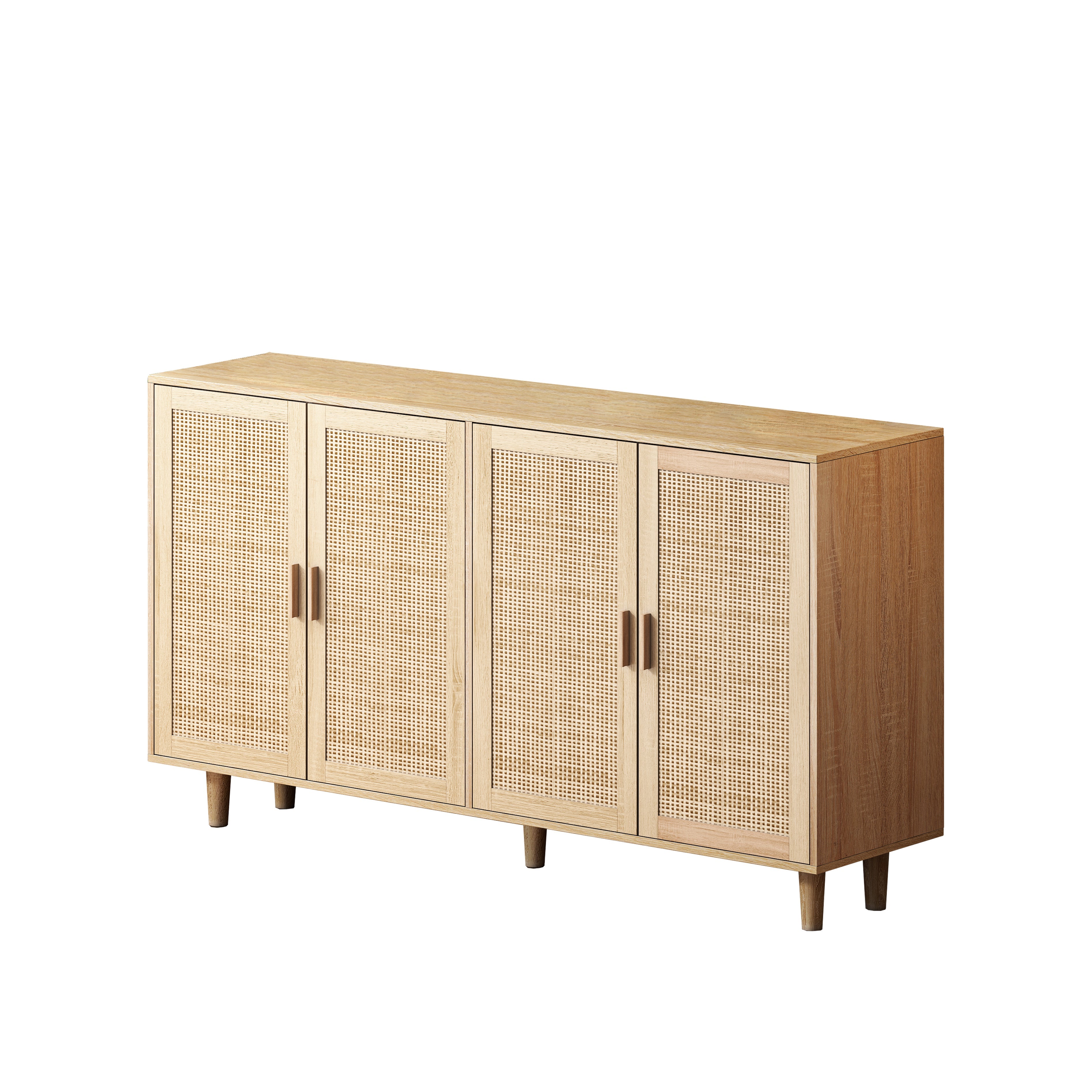 62.20"Elegant and Functional 4-Door Rattan Decorative Storage Cabinet,for Bedroom,Living Room,Office,Easy Assembl