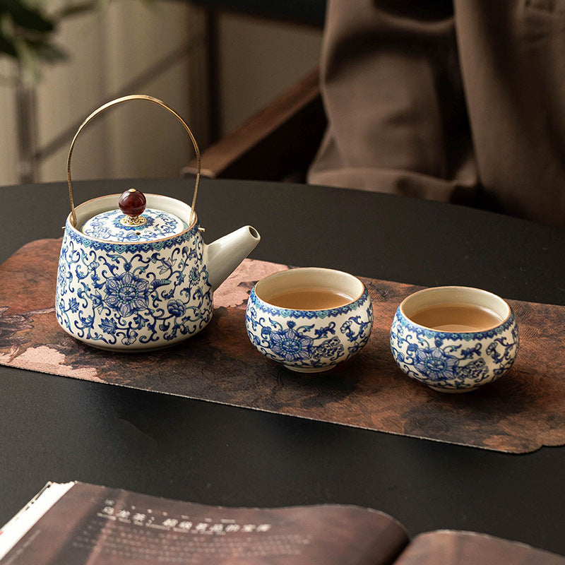 Ru Kiln Light Luxury Tea Set Gift Box for Giving to Elderly Companions