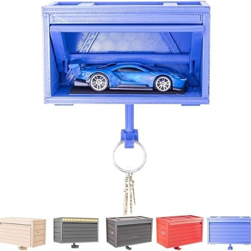 Space-saving wall wooden key holder, home key rack, garage-shaped clothes hook with opening door for hallway