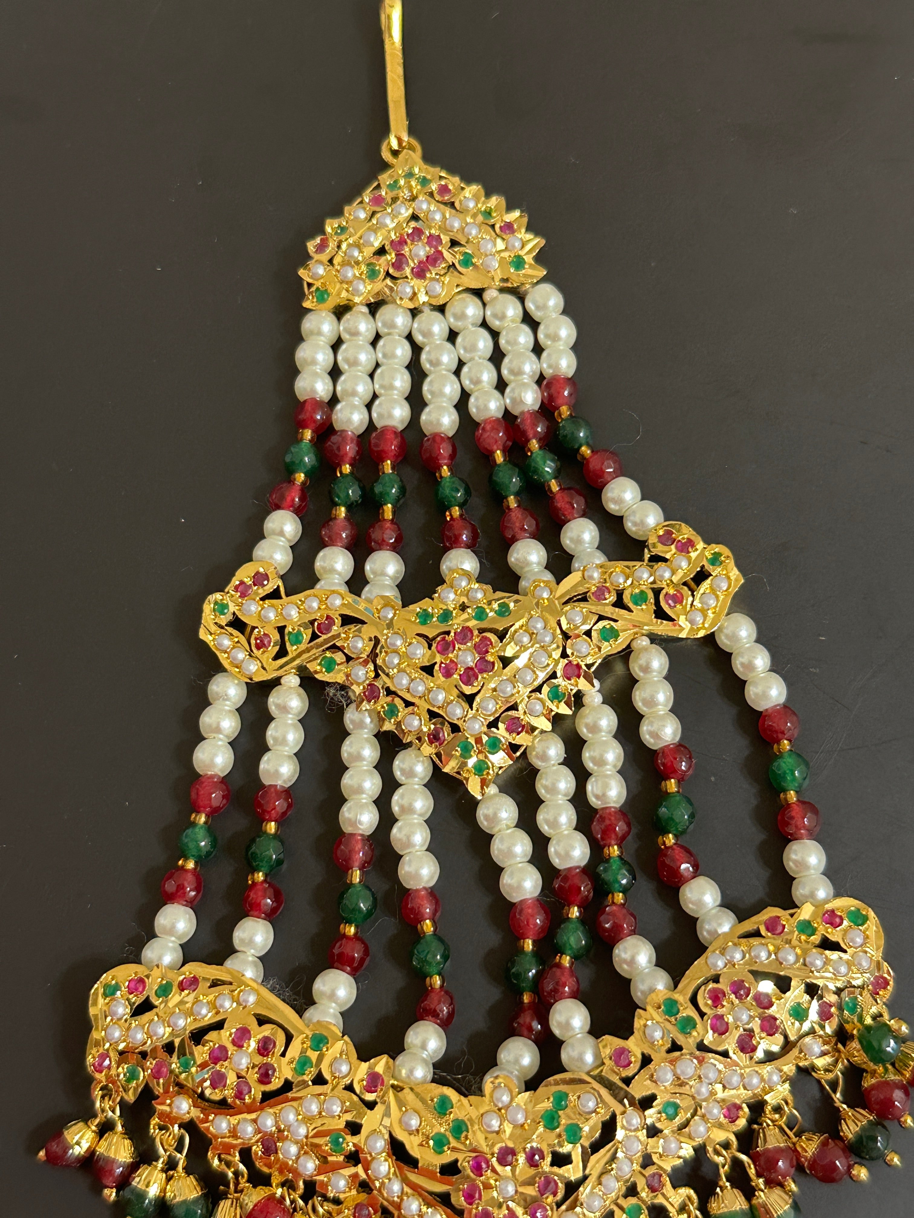 DJHR104 ASMITA jhoomar in ruby emerald    ( READY TO SHIP)