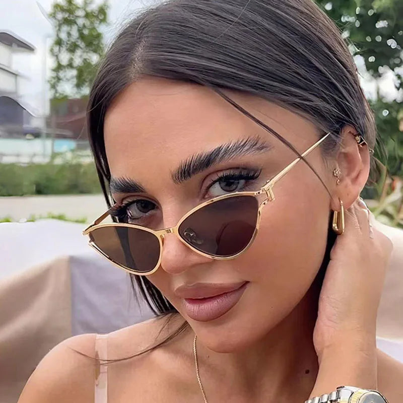 Cat Eye Sunglasses Women Trendy Vintage Vacation Designer Luxury Glasses Lentes De Sol Mujer Lunette Soleil Femme Vasos
