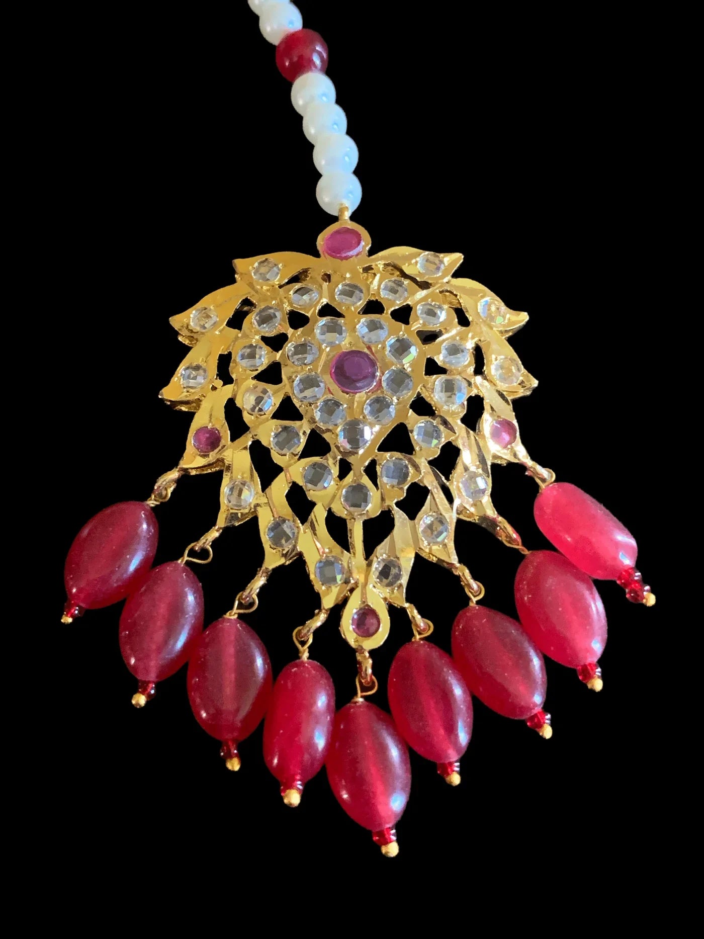 BR474 Waniya hyderabadi bridal set in red / ruby ( SHIPS IN 3 WEEKS )