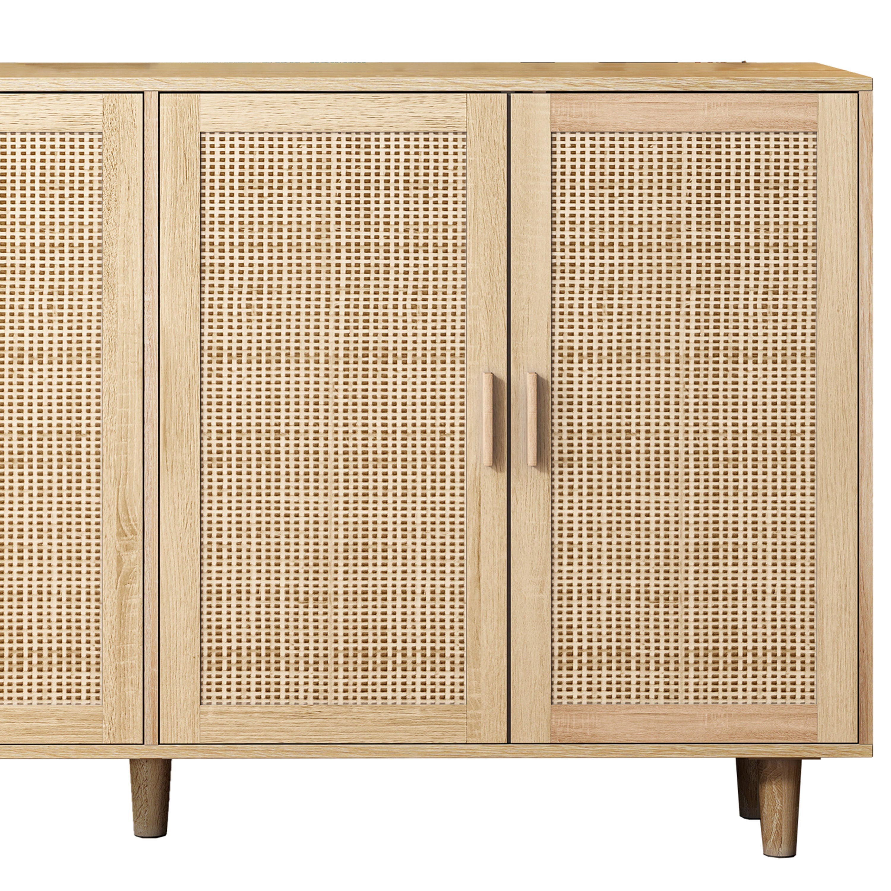 62.20"Elegant and Functional 4-Door Rattan Decorative Storage Cabinet,for Bedroom,Living Room,Office,Easy Assembl