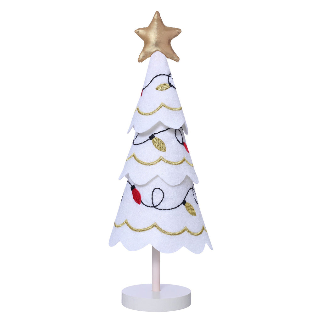 Cute Christmas Tree Fabric Wooden Display Window Desktop Christmas Embroidery Snowflake Decoration