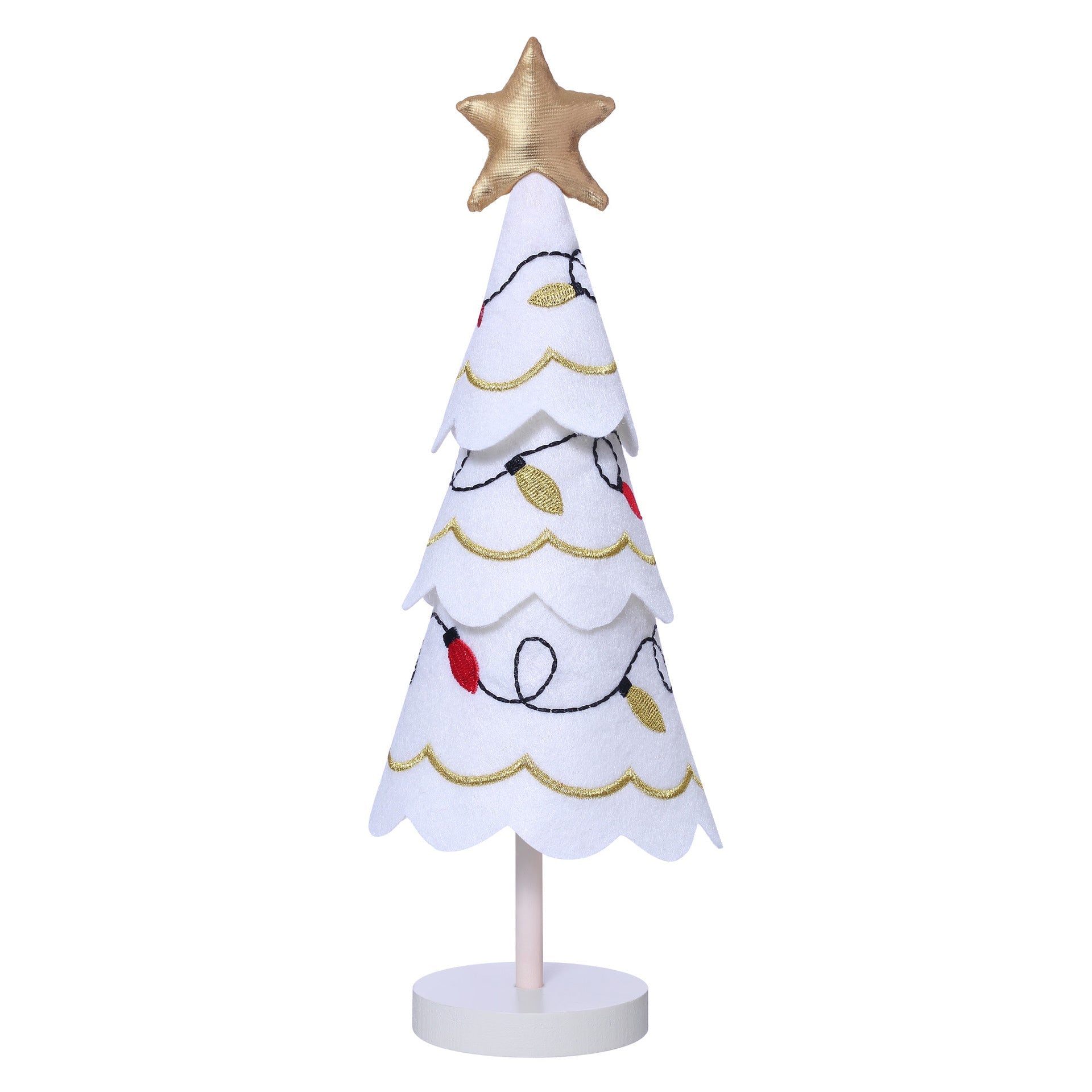 Cute Christmas Tree Fabric Wooden Display Window Desktop Christmas Embroidery Snowflake Decoration