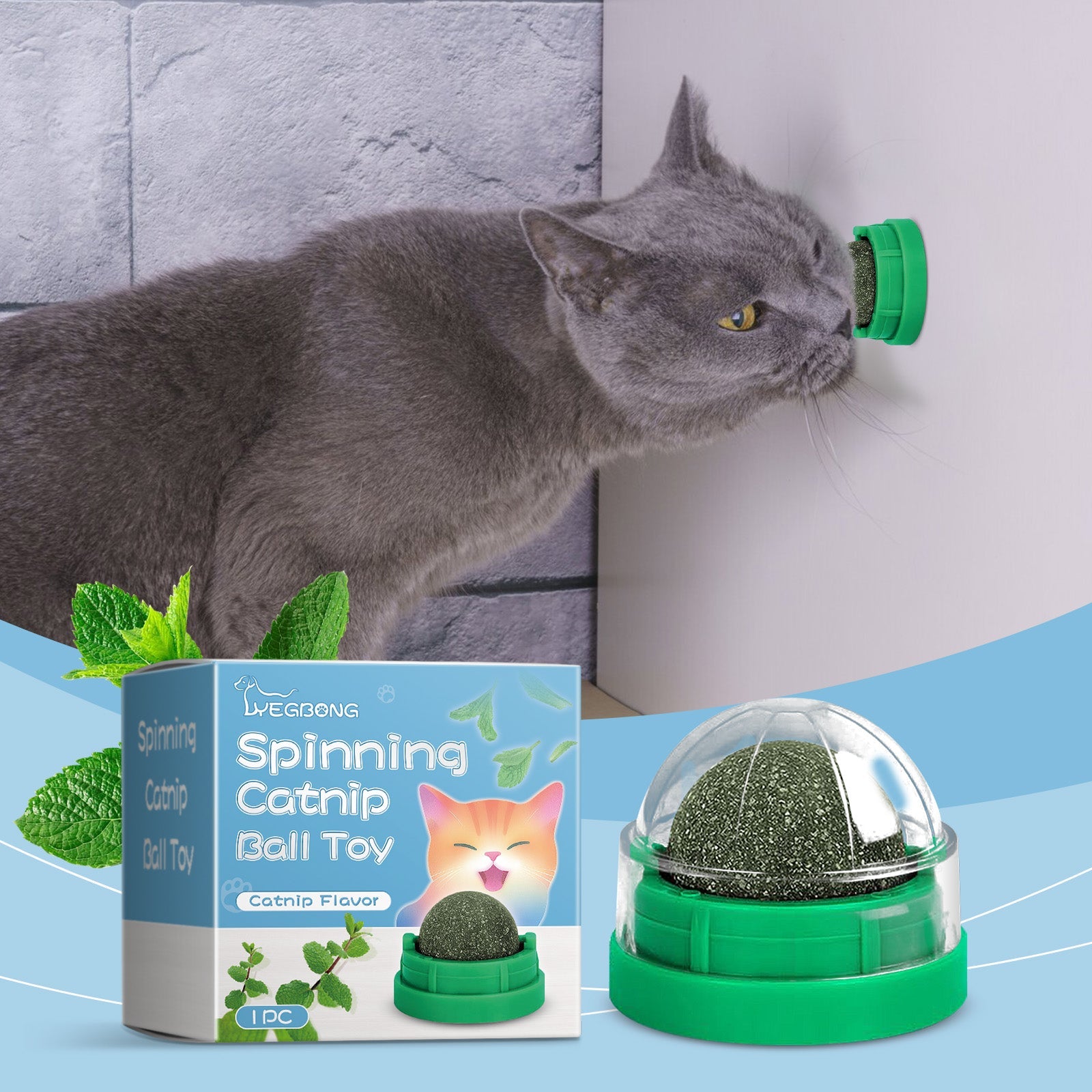 Mint-Flavored Rotating Cat Ball Toy Chew Toy Tooth Cleaning Care Rotating Mint Ball