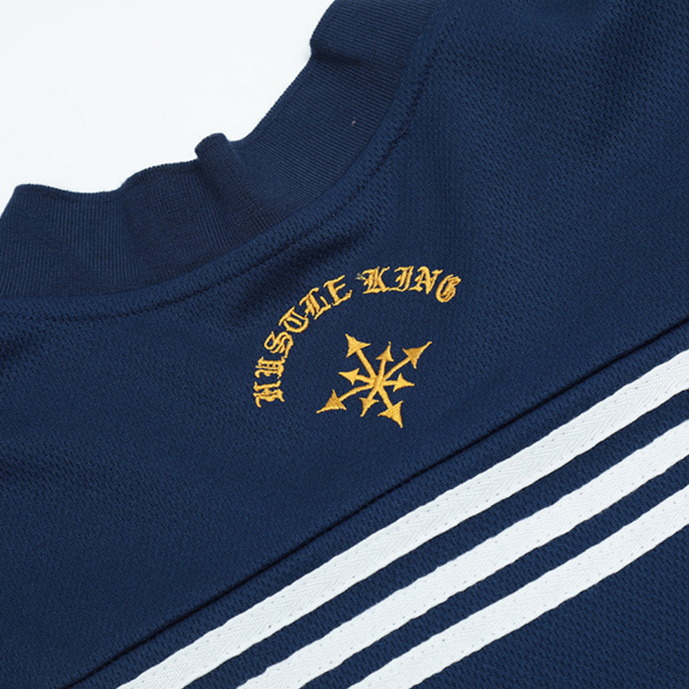Color Block Splicing V-Neck Sports Short Sleeve T-Shirt Men's Letter Embroidery Breathable Quick-Dry Loose Casual Top