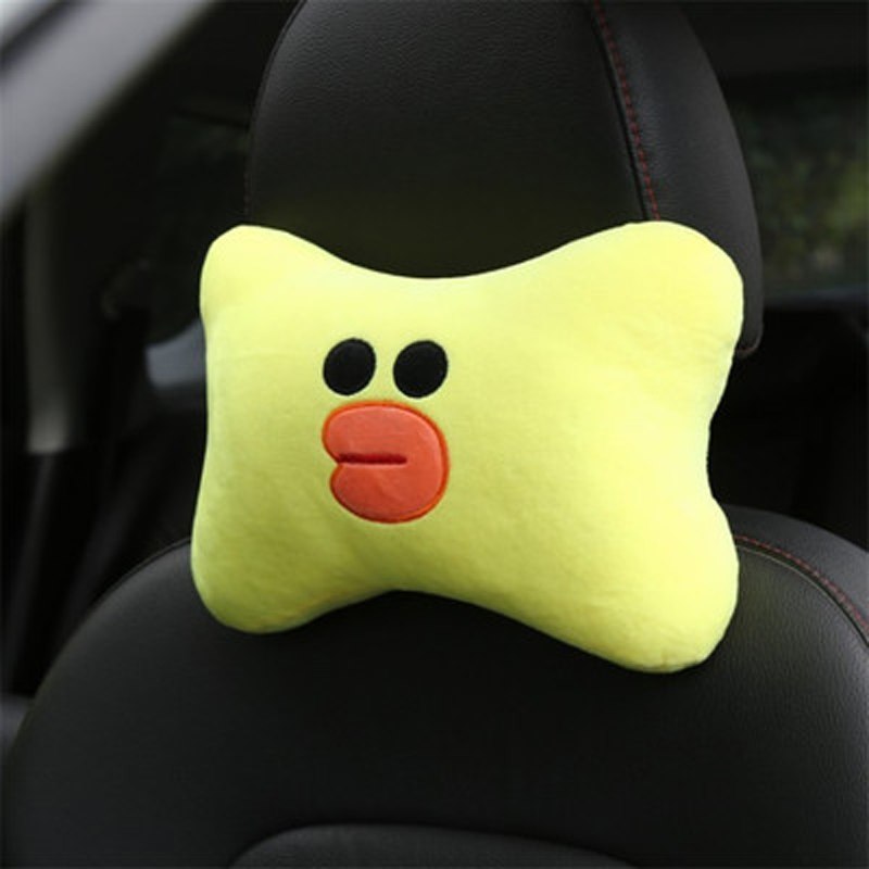 Cute Cartoon Car Headrest Pillow Brown Bear Car Neck Rest Support Automotive Interior Seat Cushion Car Accessories Car Styling