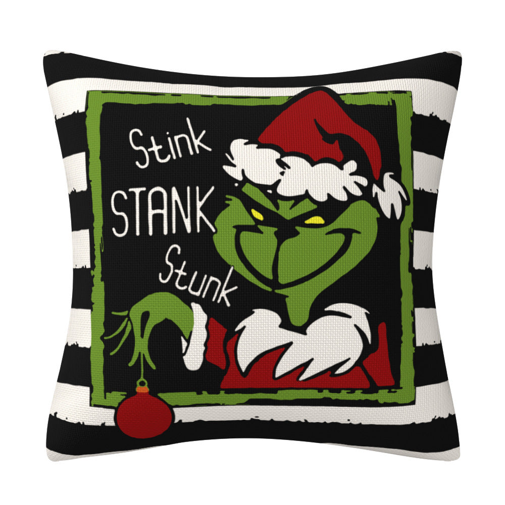 Greentown Cartoon Printed Christmas Pillow Cover Home Furnishings Cushion Sofa Pillowcase