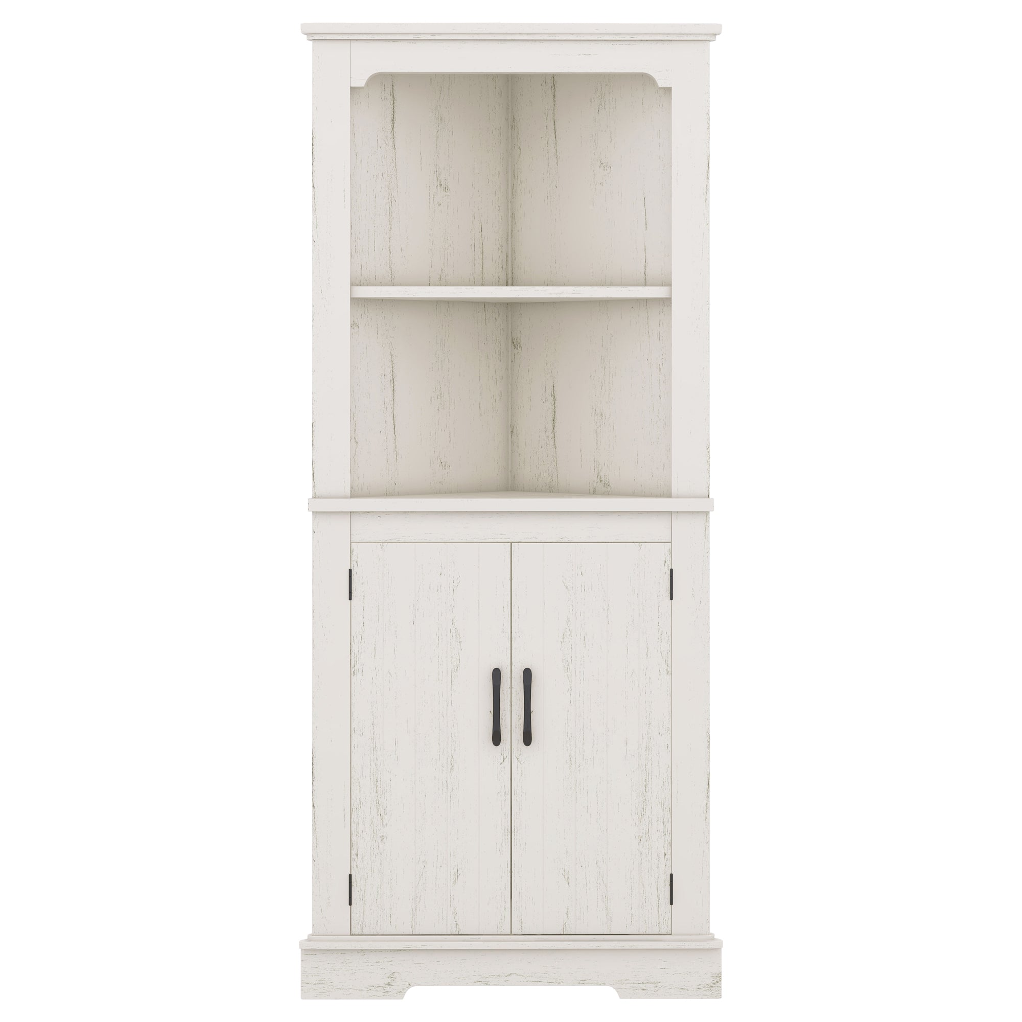 Tall Corner Cabinet with Doors for living room, bathroom,Dining Room or Kitchen,color:Wood grain beige