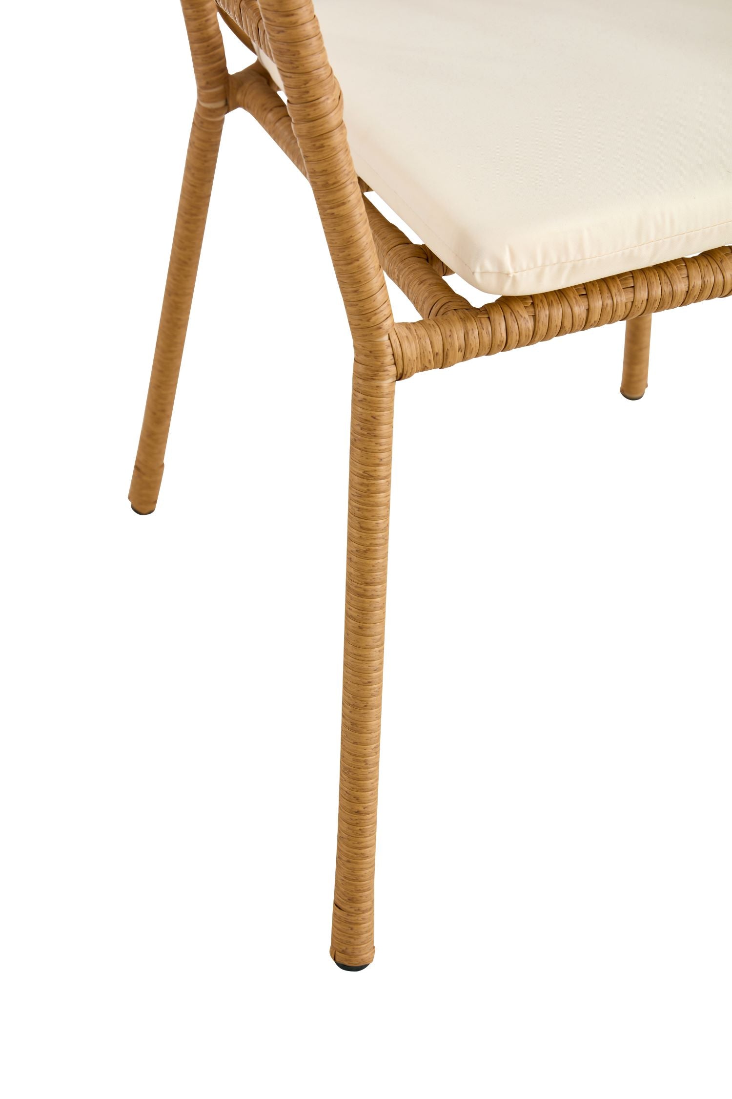 Outdoor dining set of 5 simple bamboo dinning table  PE ratten round table 110CM plastic wood top