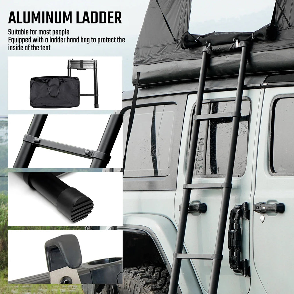 Portable Folding Aluminium Telescopic Ladder Non-Slip Extension Telescoping Ladder with Hooks Roof top tent and roof rack use