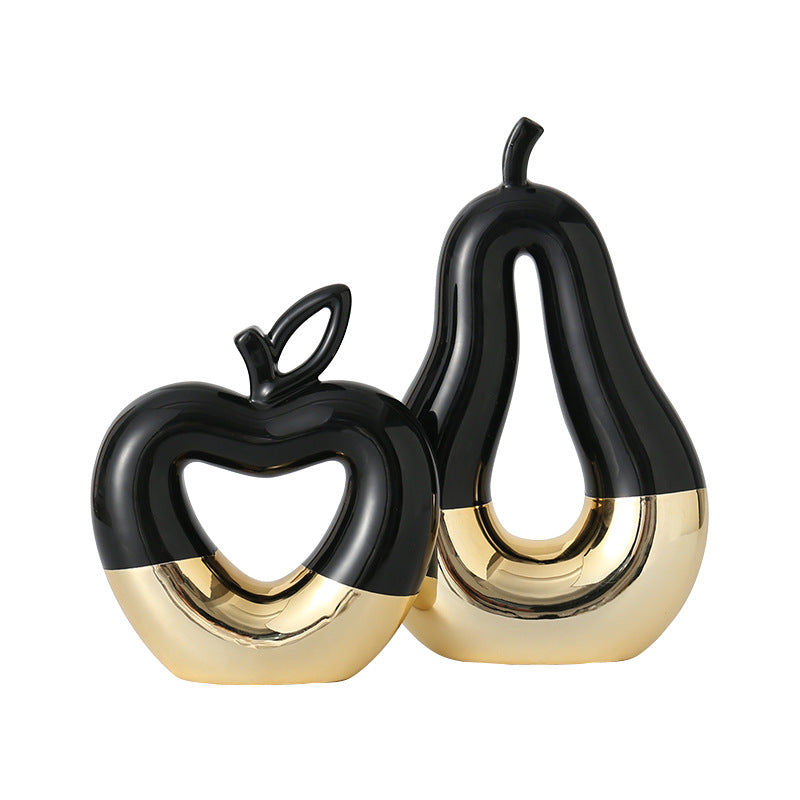 Modern Minimalist Gilded Apple Pear Creative Wine Cabinet Decorative Piece Luxury Home Living Room Entrance Ceramic Craft