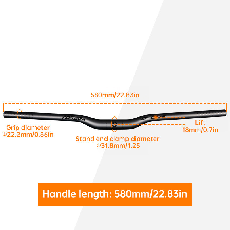 TOSEEK Carbon Fiber MTB Handlebar, 31.8mm, One-piece, Swallow-shaped - Ideal for Mountain Bikes