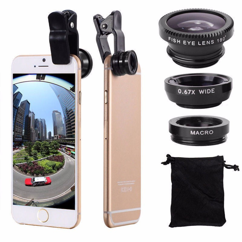 7in1 Phone Camera Lens Kit Fisheye Wide Angle Macro Lentes For iPhone 6 6s 7 8 Plus 5 5s Smartphone Tripod Bluetooth Shutter