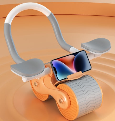 New Design Indoor Home Exercise Flat Elbow Supporter 2 Wheel Ab Trainer Automatic Rebound Abdominal Wheel Roller
