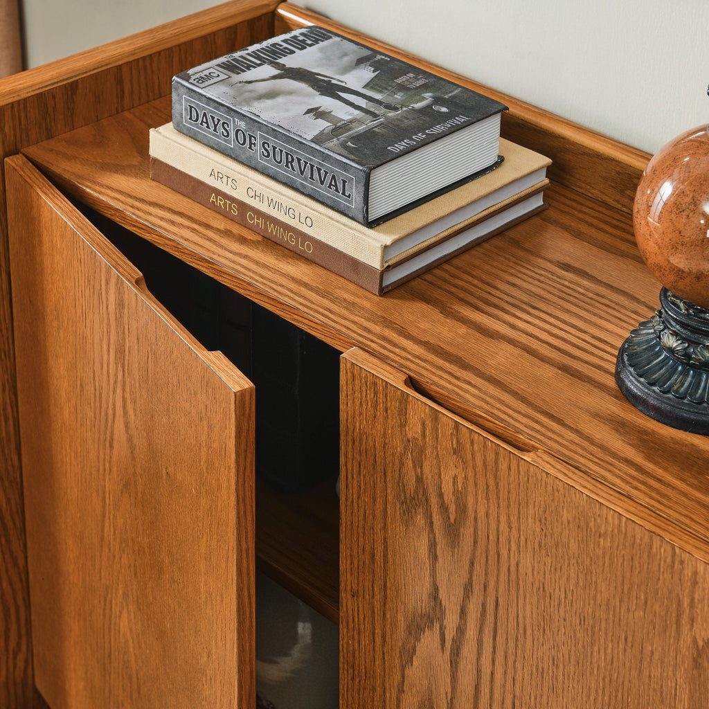 Walnut colored side panels, buffet cabinet with storage, 33.9 inches x 15 inches x 31.5 inches
